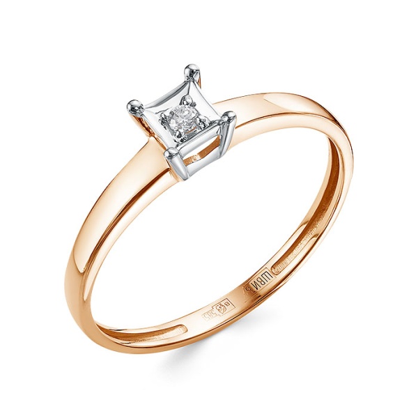 Кольцо из красного золота с бриллиантом