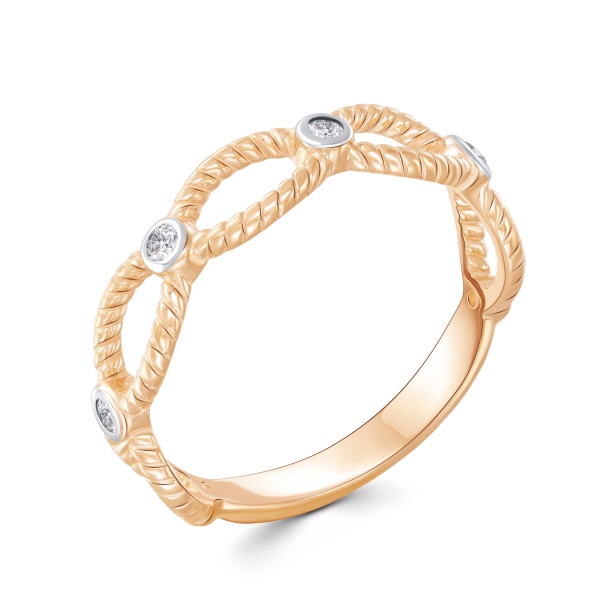 Кольцо из красного золота с фианитами