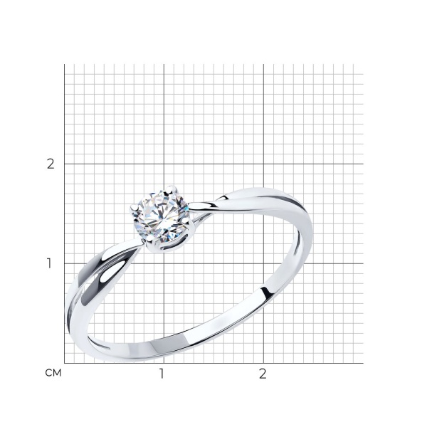 Кольцо из белого золота с фианитом