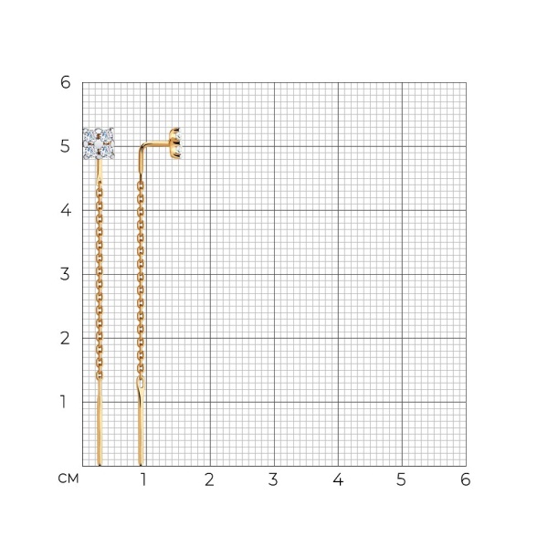 Серьги из красного золота с фианитами