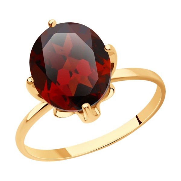 Кольцо из красного золота с гранатом
