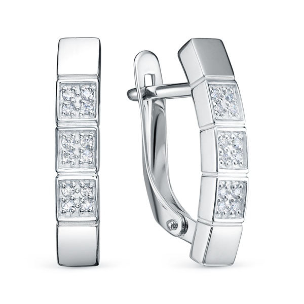 Серьги из белого золота с фианитами