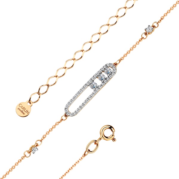 Браслет из красного золота с фианитами