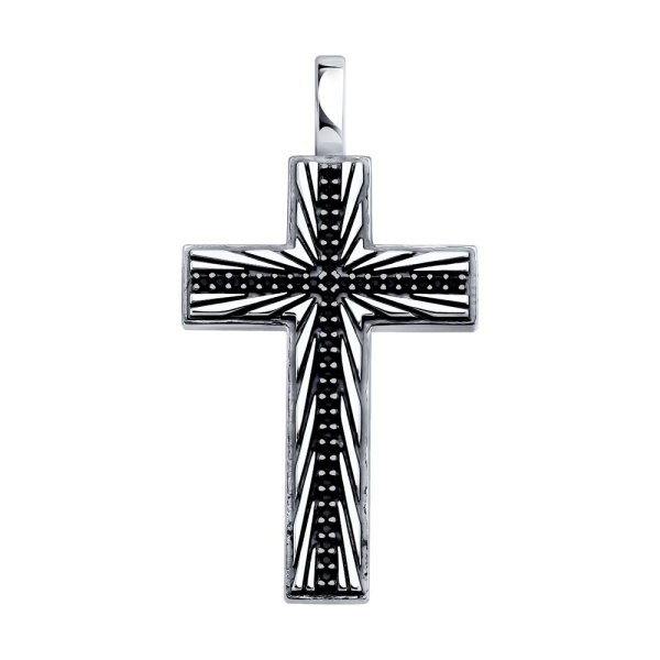 Декоративный крестик из серебра с фианитами