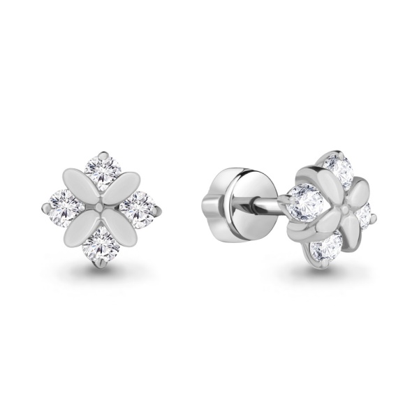 Серьги-пусеты из серебра с фианитами