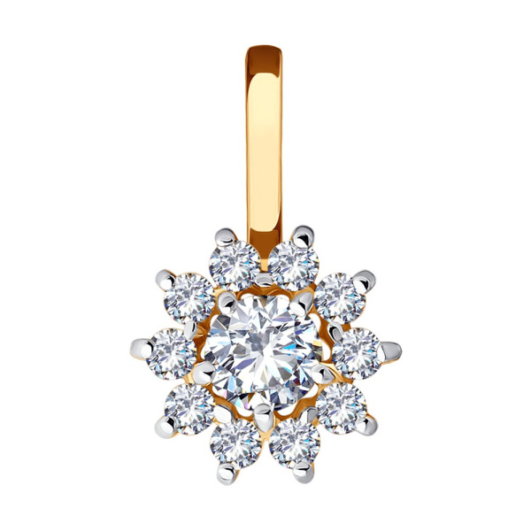 Подвеска из красного золота с фианитами