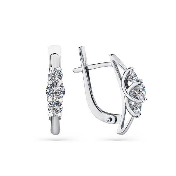 Серьги из белого золота с фианитами