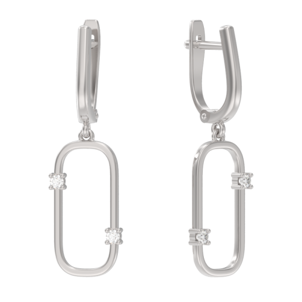 Серьги из серебра с фианитами