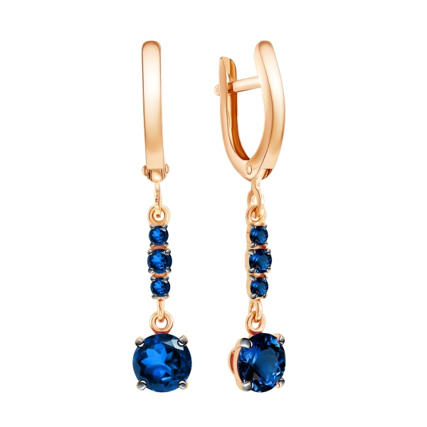 Серьги из красного золота с фианитами