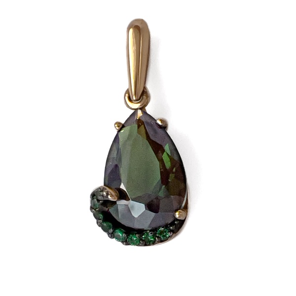 Подвеска из золота с турмалином и фианитами