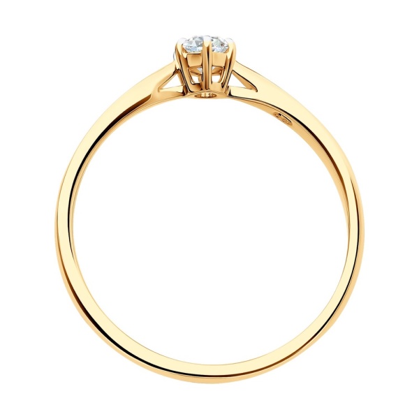 Кольцо из красного золота с бриллиантом