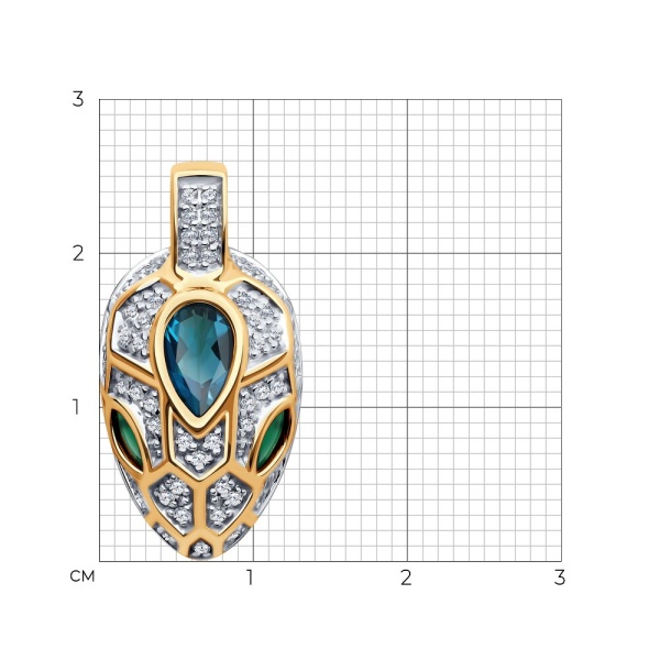 Подвеска из красного золота с агатами, топазом и фианитами