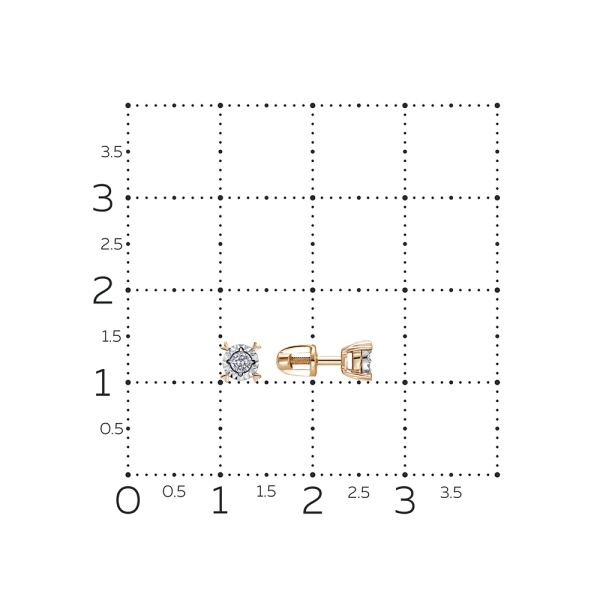 Серьги пусеты из красного золота с бриллиантами