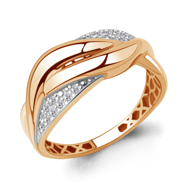 Кольцо из красного золота с фианитами