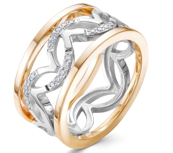 Кольцо из комбинированного золота с бриллиантами