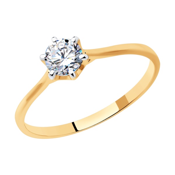 Кольцо из красного золота с фианитом