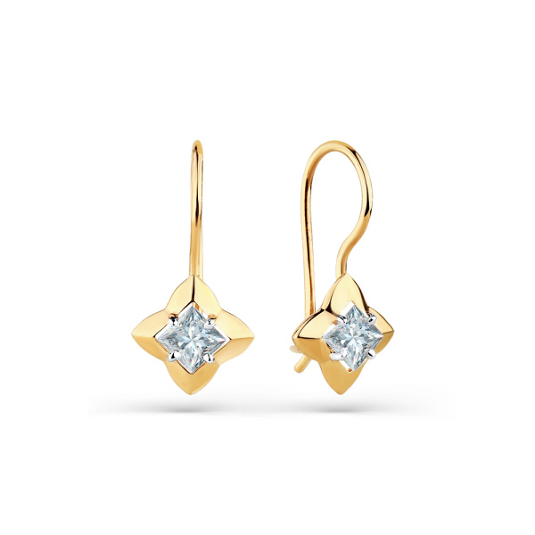 Серьги из красного золота с фианитами