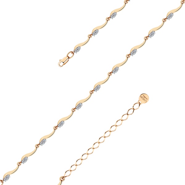 Браслет из красного золота с фианитами