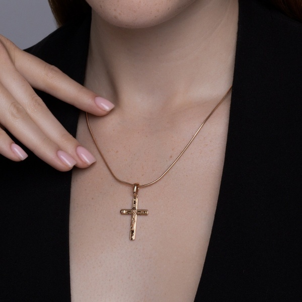 Крестик православный из красного золота