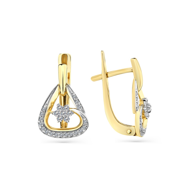 Серьги из красного золота с фианитами