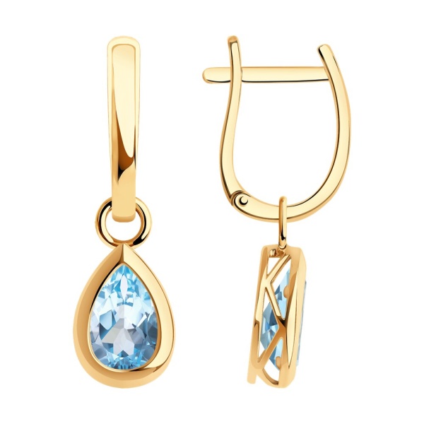 Серьги из красного золота с топазами