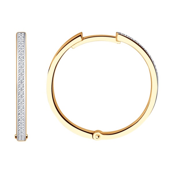 Серьги конго из красного золота с бриллиантами