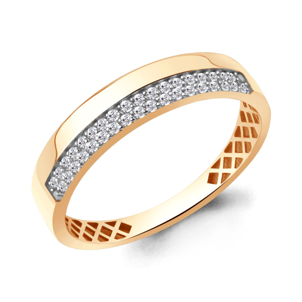 Кольцо из красного золота с фианитами