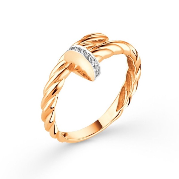 Кольцо из красного золота с фианитами