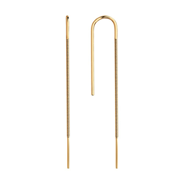 Серьги-цепочки из красного золота