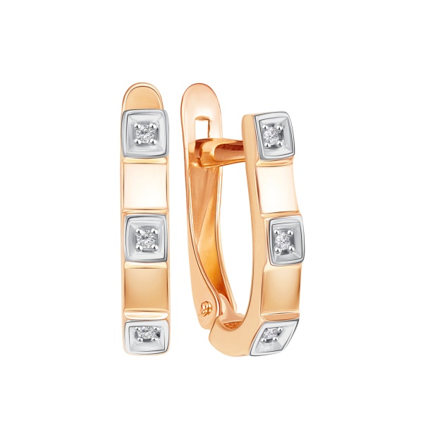 Серьги из красного золота с фианитами