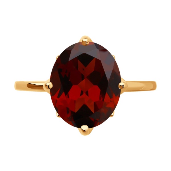 Кольцо из красного золота с гранатом