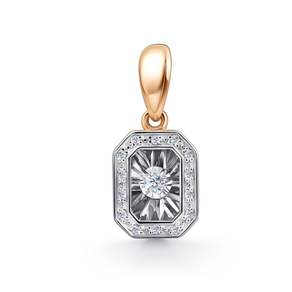 Подвеска из красного золота с танцующим бриллиантом