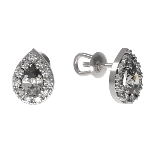 Серьги-пусеты из серебра с фианитами