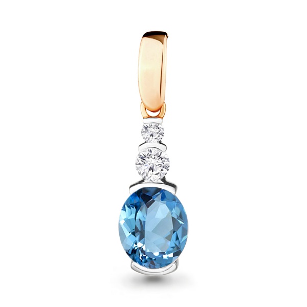 Подвеска из красного золота с топазом и фианитами