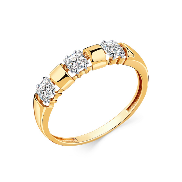 Кольцо из красного золота с фианитами