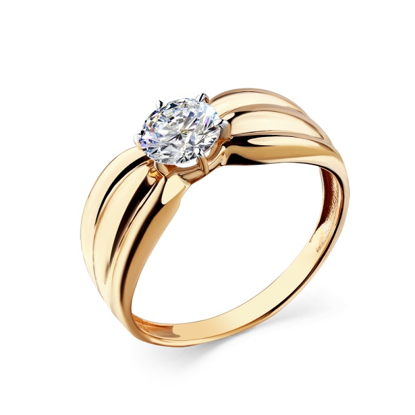 Кольцо из красного золота с фианитом