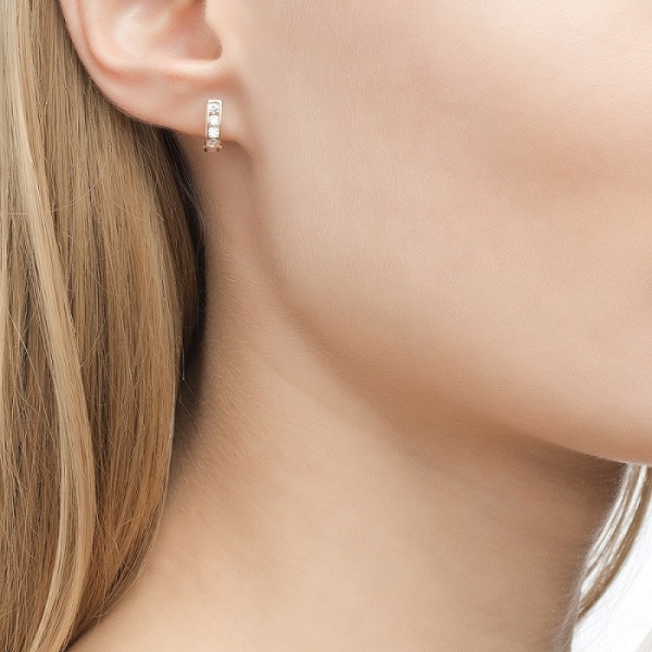 Серьги из красного золота 585 пробы с фианитами