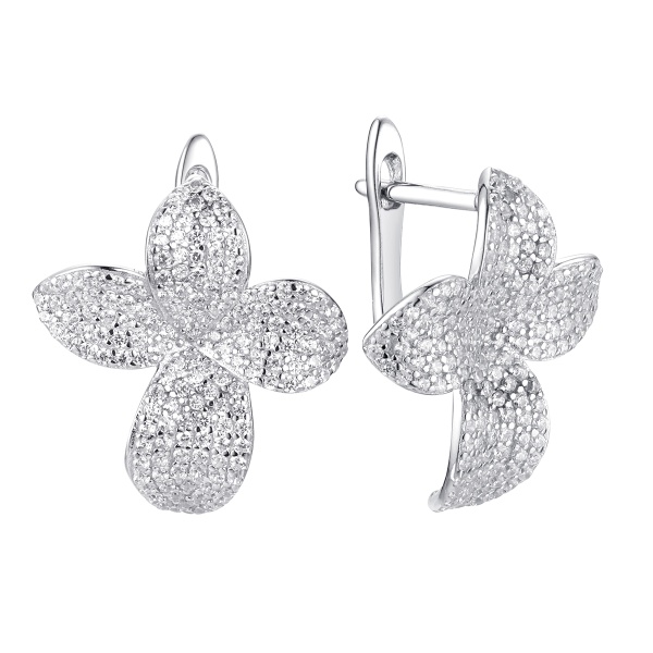 Серьги из серебра с фианитами