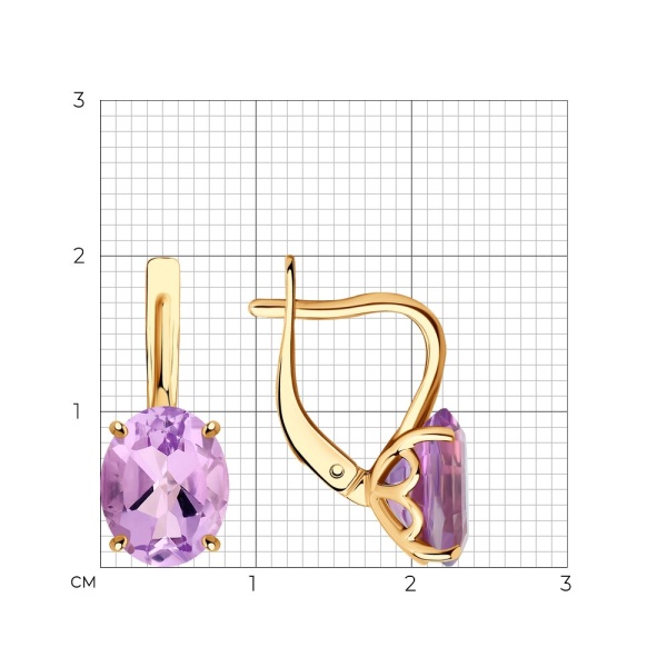 Серьги из красного золота с аметистами