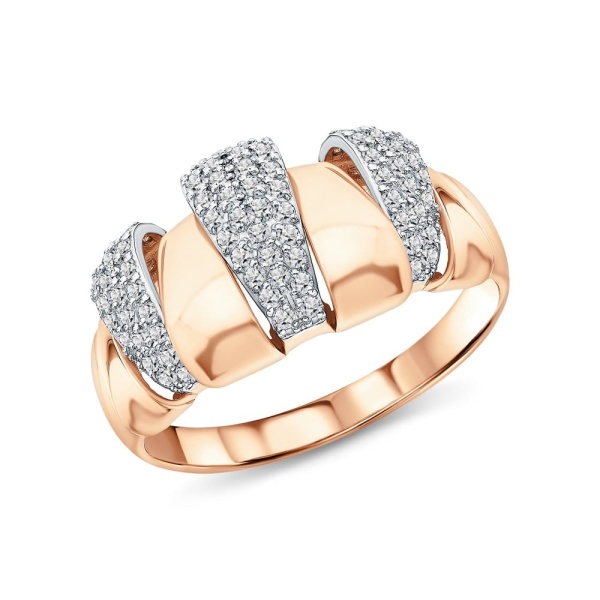 Кольцо из красного золота с фианитами