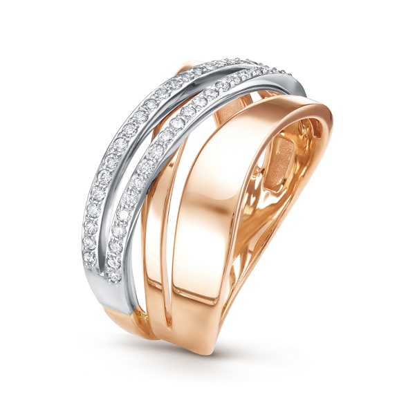 Кольцо из красного золота с бриллиантами