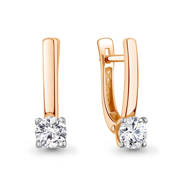 Серьги из красного золота с фианитами