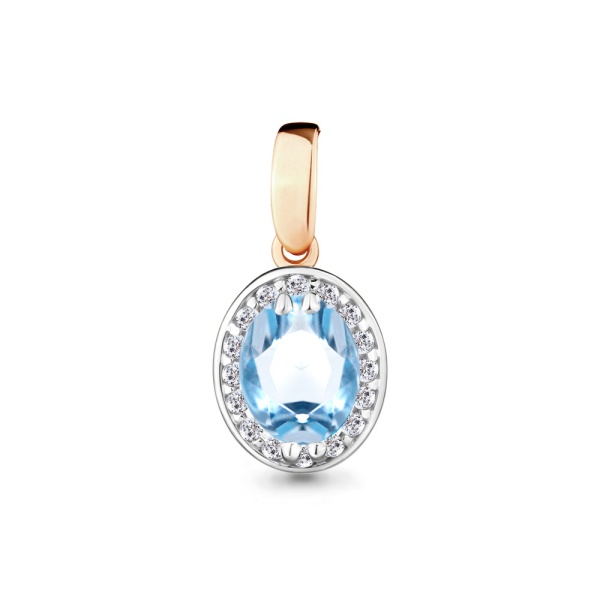 Подвеска из красного золота с топазом и фианитами