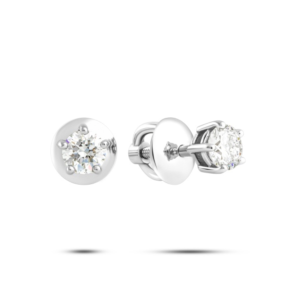 Серьги пусеты из белого золота с бриллиантами