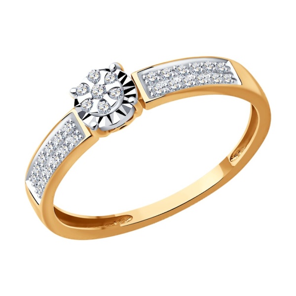 Кольцо из красного золота с бриллиантами