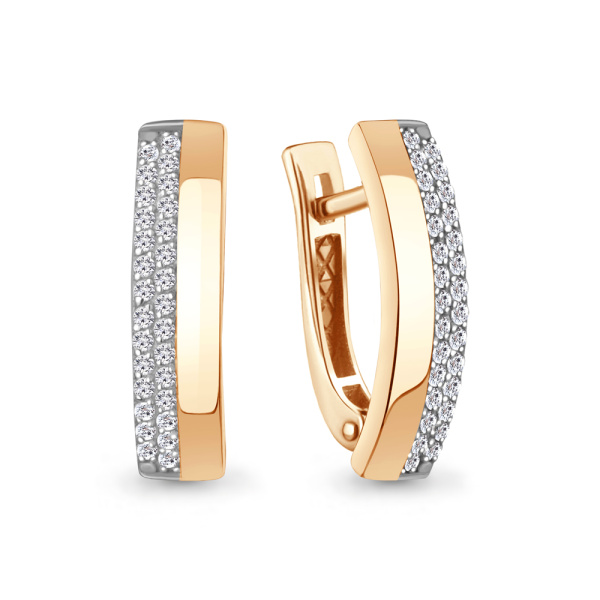 Серьги из красного золота с фианитами