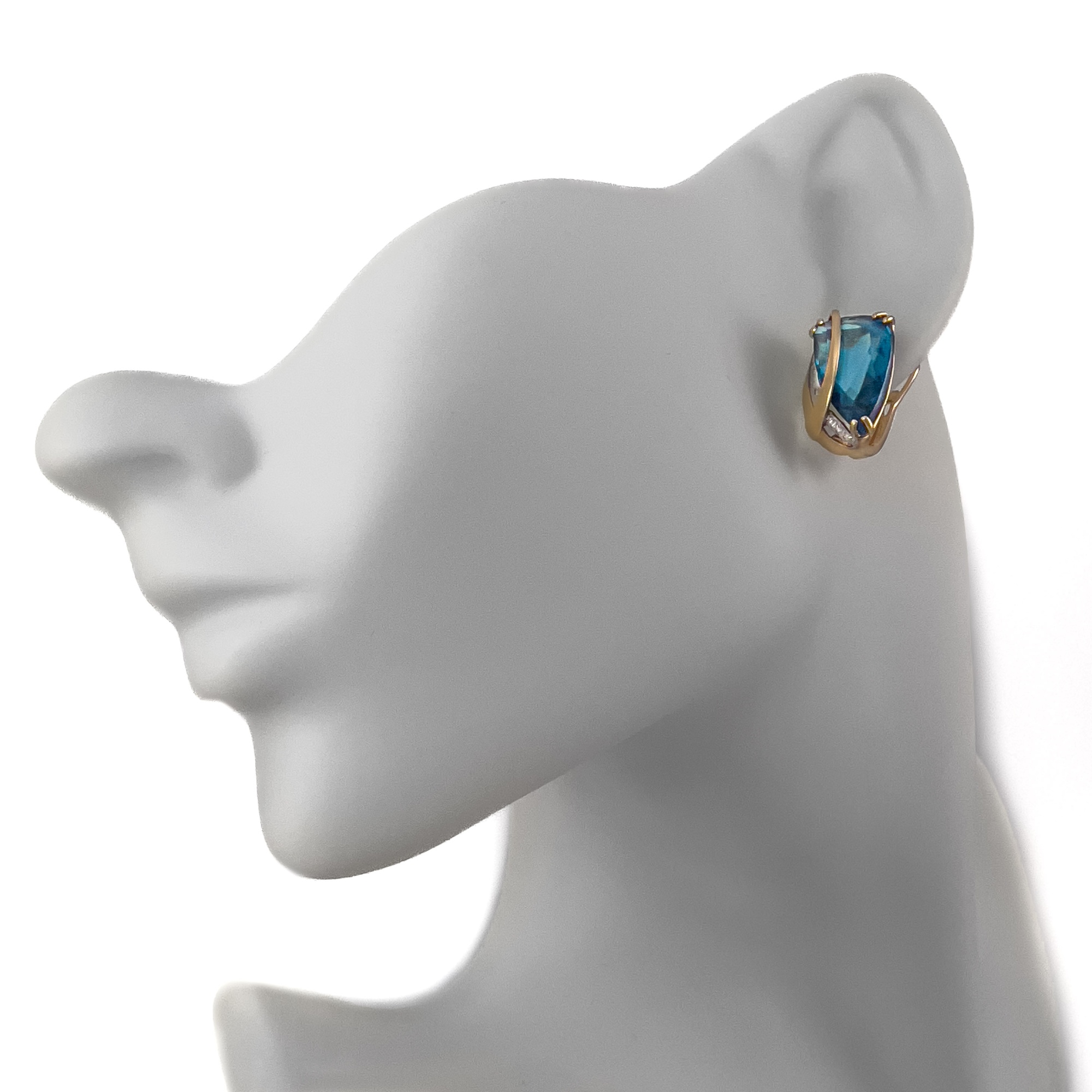 Серьги из золота с топазом и фианитами