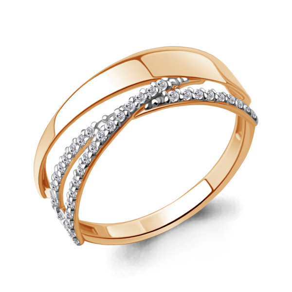 Кольцо из красного золота с фианитами