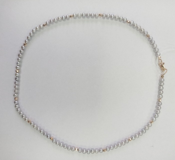 Бусы из красного золота с жемчугом