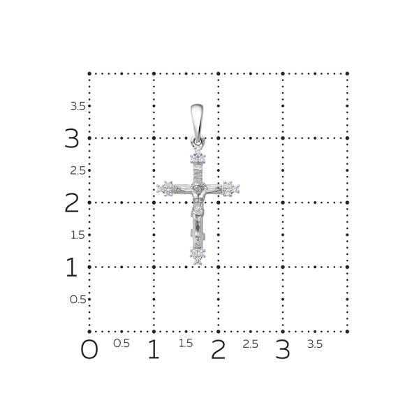 Крестик православный из белого золота с бриллиантами